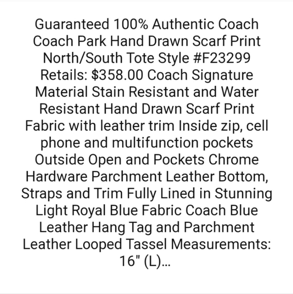 NWT COACH PARK HAND DRAWN COLLECTIBLE POPPY TOTE ๐ฅ๐ฅ ๐ฅ๐ฅ - Picture 9 of 9